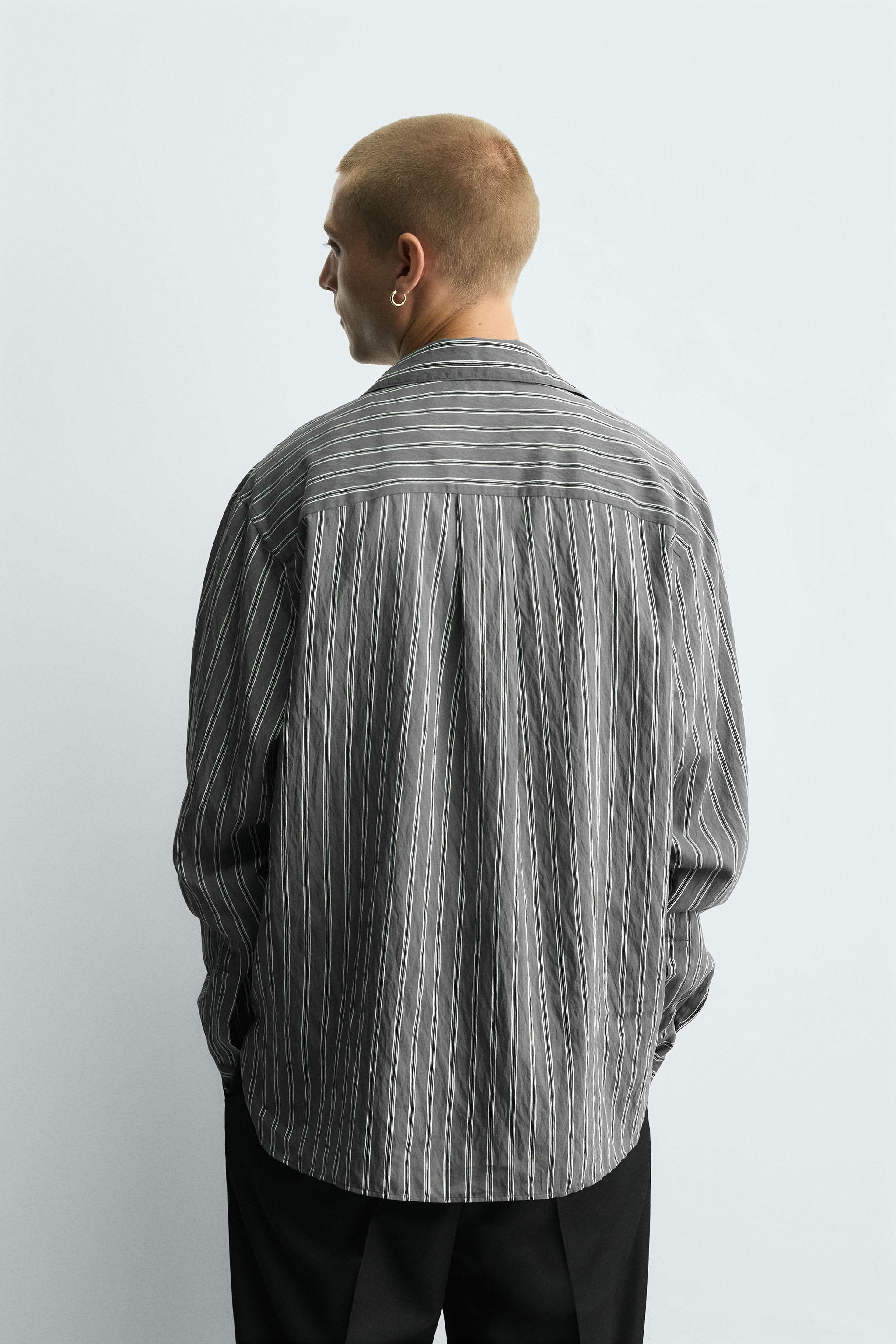 FLOWY SHIRT WITH WRINKLED STRIPE EFFECT